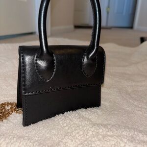 Fashion Nova Black Mini Bag with Gold Chain